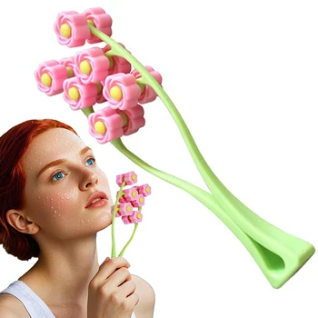 Massaggiatore Facciale a Rullo a Forma di Y, Strumento Manuale per il Relax, Dispositivo Portatile per il Lifting del Viso, Rullo 3D a Fiore per Collo e Cura della Pelle del Corpo