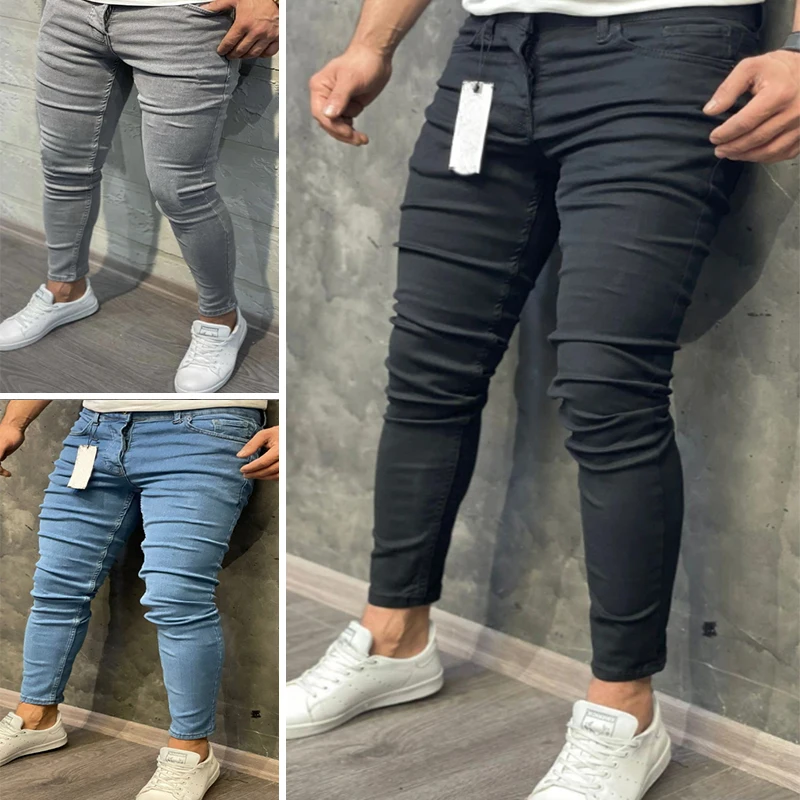 Fashion Men Casual Pants Stretch Jeans Skinny Vintage Wash Plus Size Jean Slim Clothing Male High Quality Hip Hop Denim Trousers men s pants new autumn vintage wash rough edge straight tube splicing male jeans high street wide leg trousers 2022 new fashion