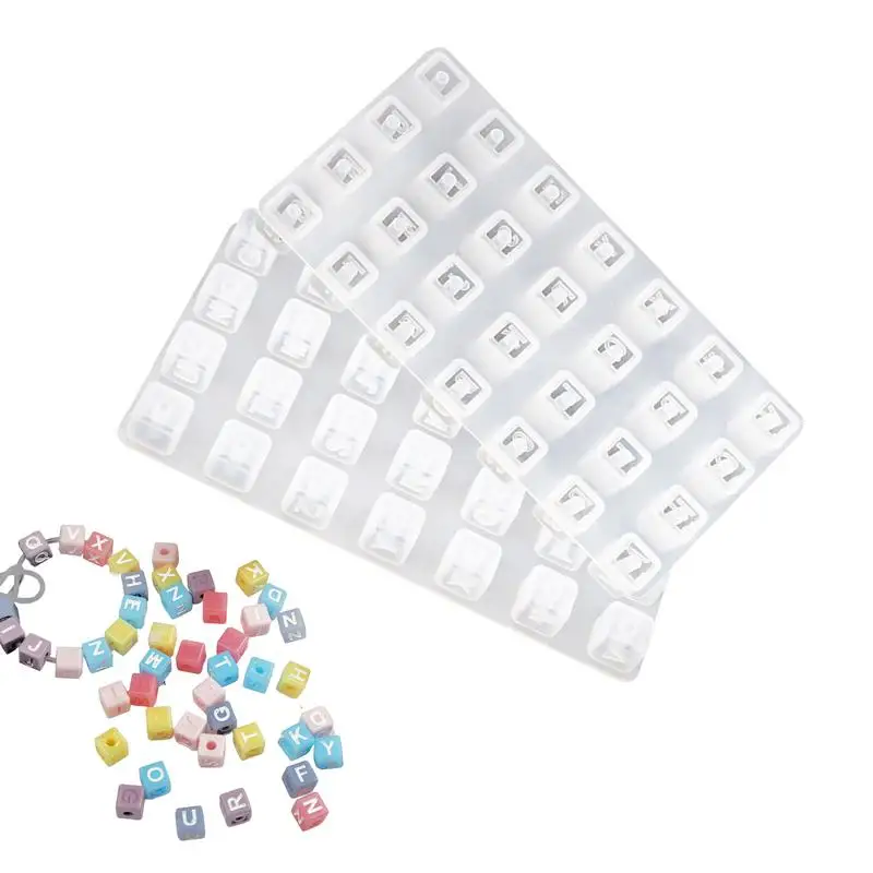 Mini Lettera Stampo In Silicone Alfabeto Stampo Per Colata Epossidica Lettera Cubo Stampi Con Fori Lettera Braccialetto Portachiavi Ciondolo Gioielli