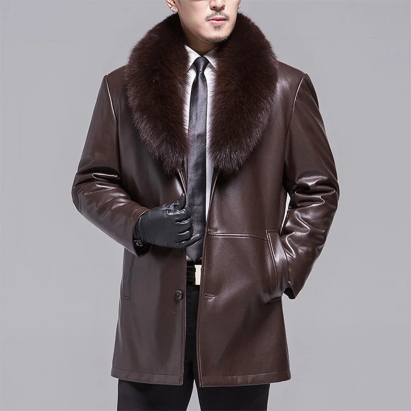 

Leather Mens Clothing Sheep 2023 Jacket Winter Coat Parka Real Fur Male Long Plush Thick Over Sheepskin Jackets Large Size M-6XL