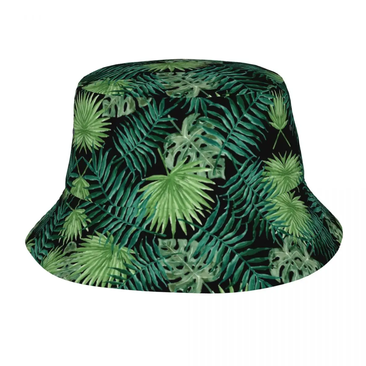 Tropical Jungle Plants Palms Cappelli Da Pescatore Unisex Personalizzati Summer Beach Sun Summer Green Leaves Hat