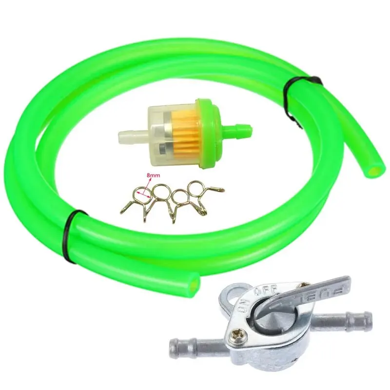 6MM Mini Motocross Dirt Bike Fuel Tank Valve with Gas Filter and Hose Clamp Set