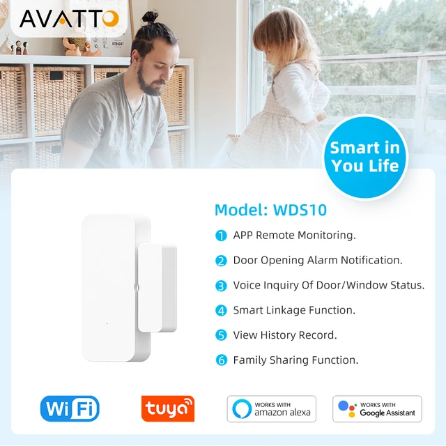 AVATTO Tuya WiFi/Zigbee Door Sensor Smart Door Window Detector Home Security Alarm APP Control Works with Alexa Google Home 2