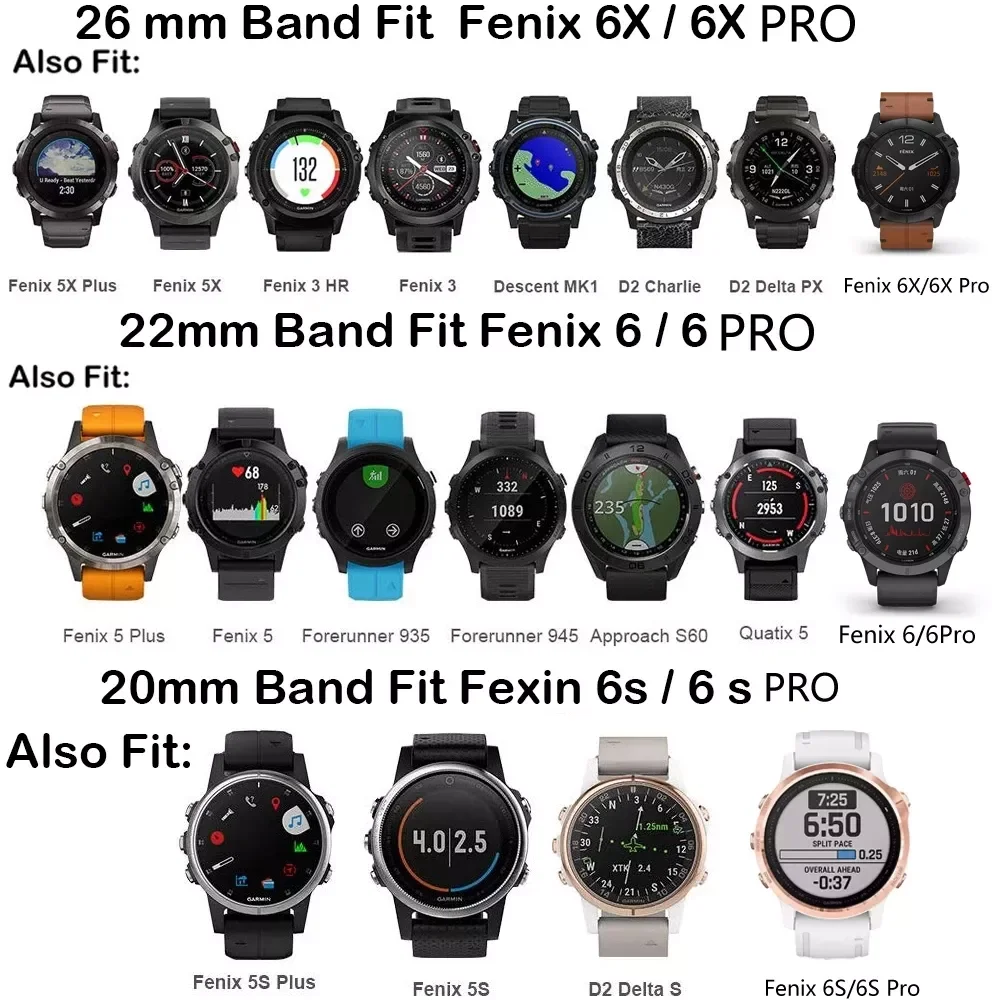26 22 20mm Watchband For Garmin Fenix 7 7S 7X 6 6X Pro 5 5X 3HR Leather Band Fenix6 Fenix5 Smart Watch Quick Release Wrist Strap