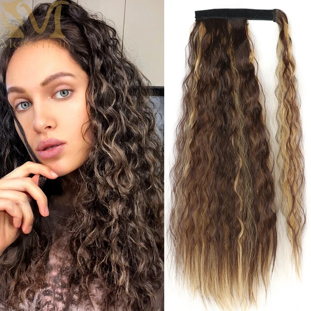 MERISIHAIR Synthetic Long Straight Wrap Around Clip In Ponytail Hair Extension Heat Reistan Pony Tail Fake Hair 19-4h27