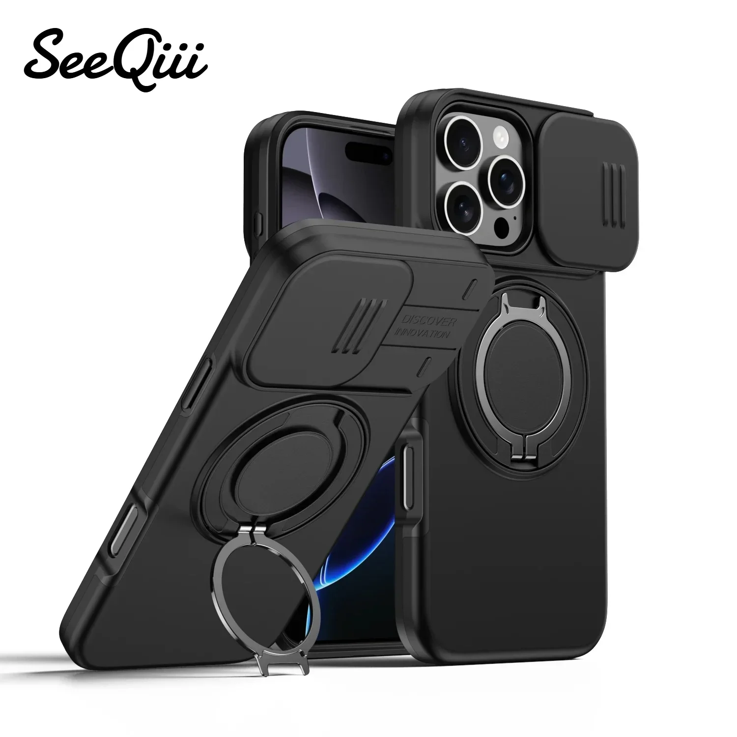 Premium Heavy Duty Rugged Armor Case with Magnetic Bracket and Slide Camera Protection Cover