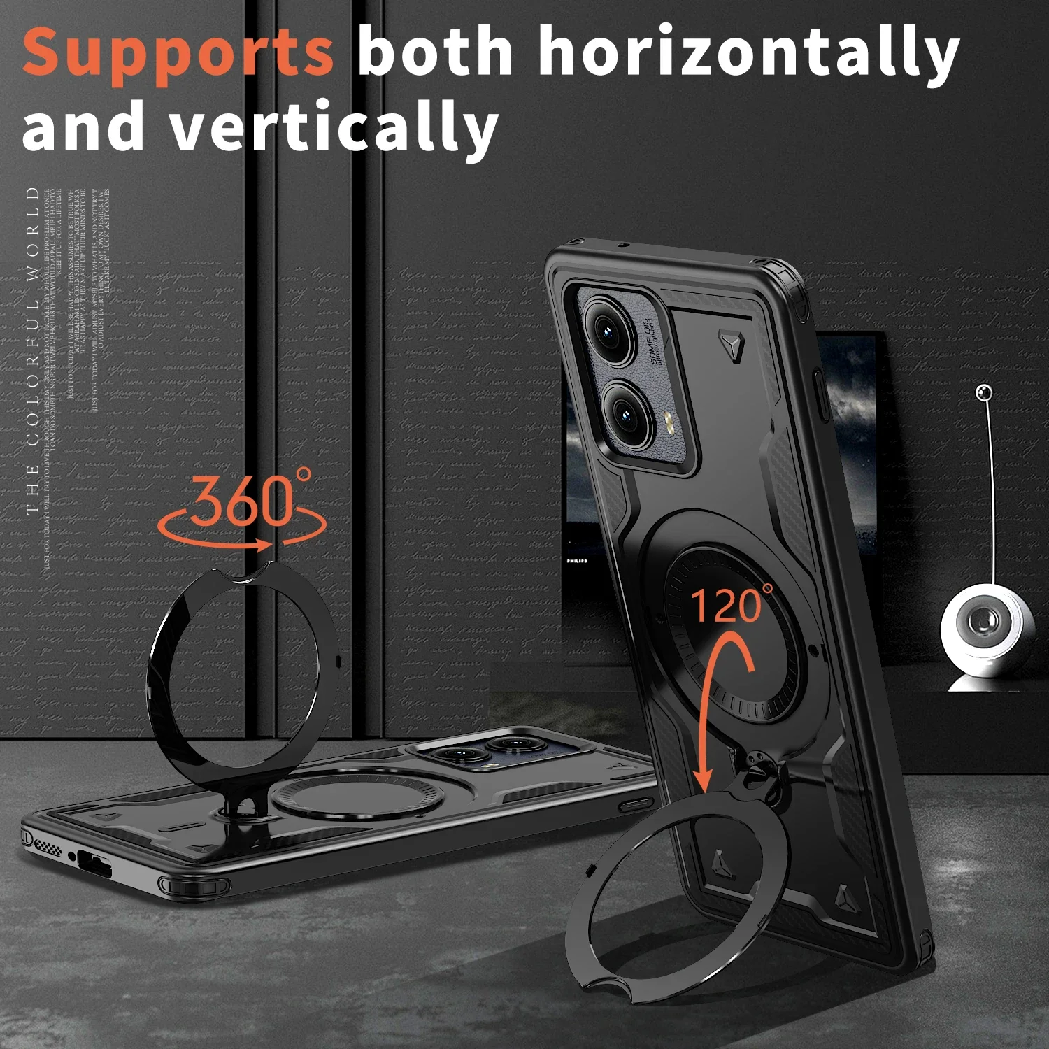 Magnetic Armor Shockproof Case with Stand and Wireless Charging Compatibility
