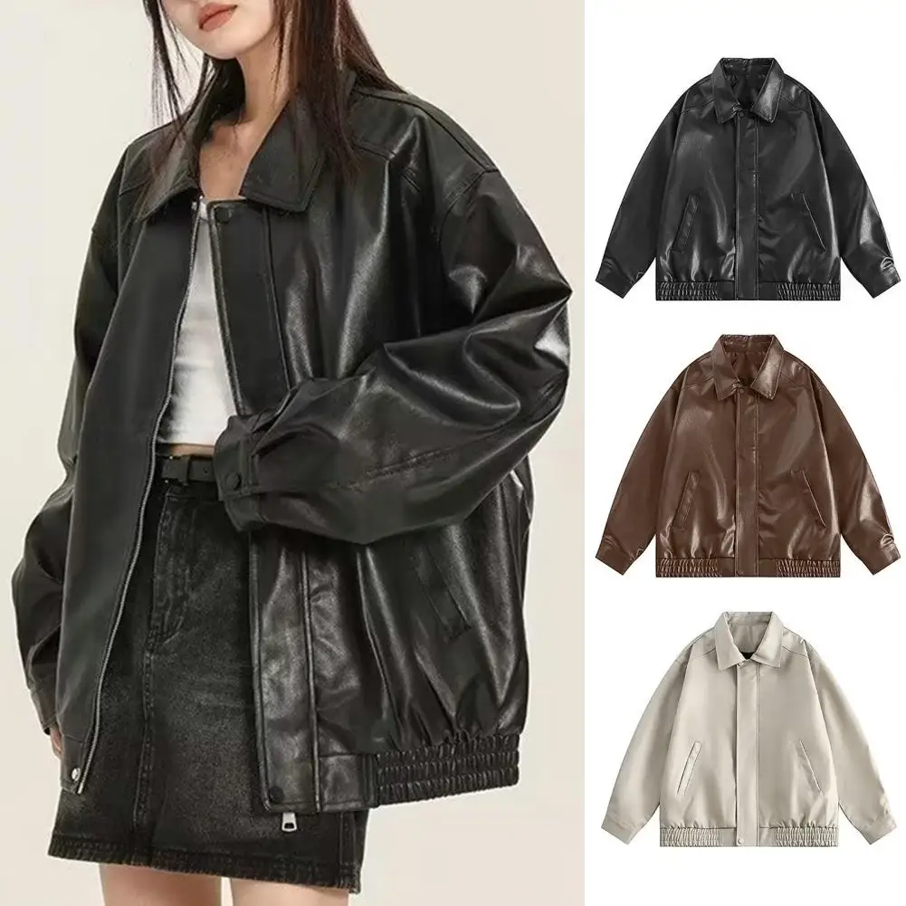 

Women's Oversized Jackets, Leather Faux Motorcycle Plus Size Moto Biker Coat Fall Outfits Fashion Clothes 2023