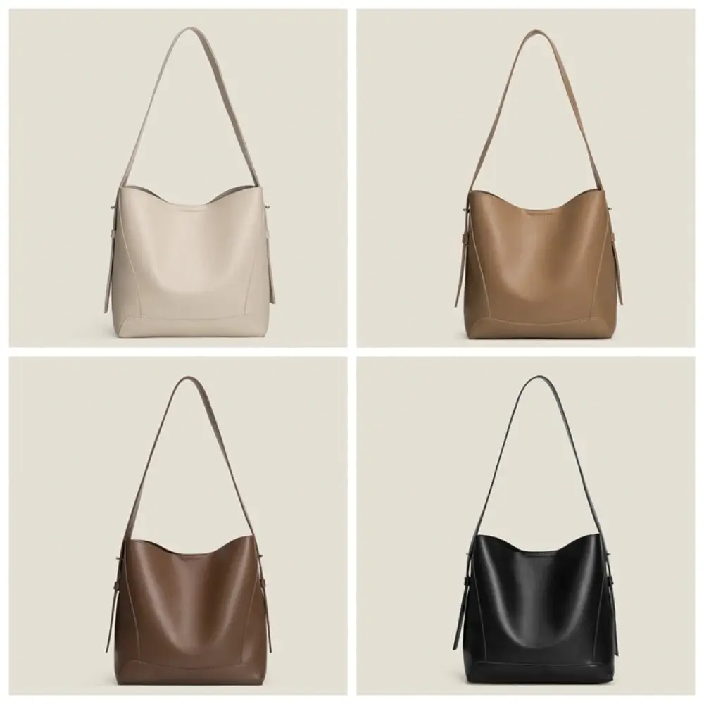Mode Einfarbig frauen Eimer Tasche Leder Große Kapazität Schulter Tasche Vielseitige Casual Tote Tasche Frauen