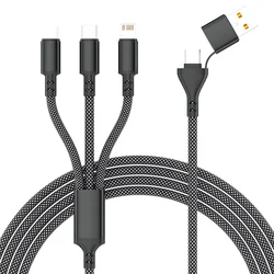 Universal 1.2m 3 - in - 1 Fast Charging Cable with USB Multi - Port and Type C/Micro USB Connectors - 1.2m (Black)