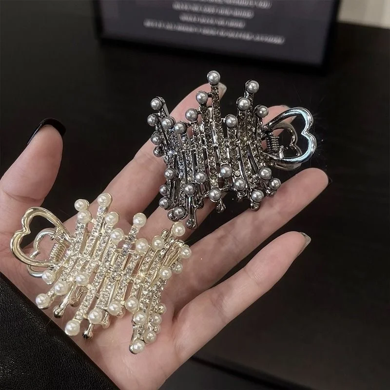 Simulierte Perle hohe Pferdes chwanz Halter Clips Klemmen Mädchen koreanische Kristall klaue Clip feste Haarnadel Haar Zubehör Kopf bedeckung – Detail 7