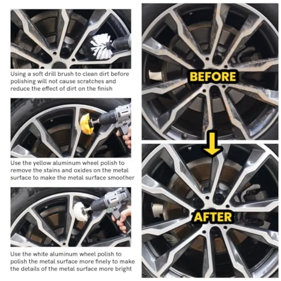 Aluminum wheel polishing kit for rims and chrome