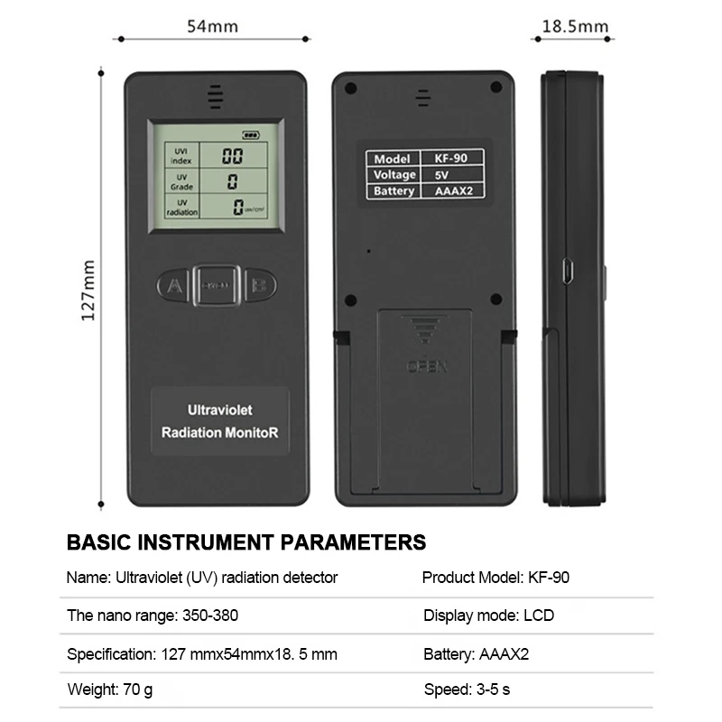 Digital Ultraviolet Radiation Detector UV UVI Meter Dosimeter Tester Counter With Temperature Display For Home Outdoor UV Meter 6