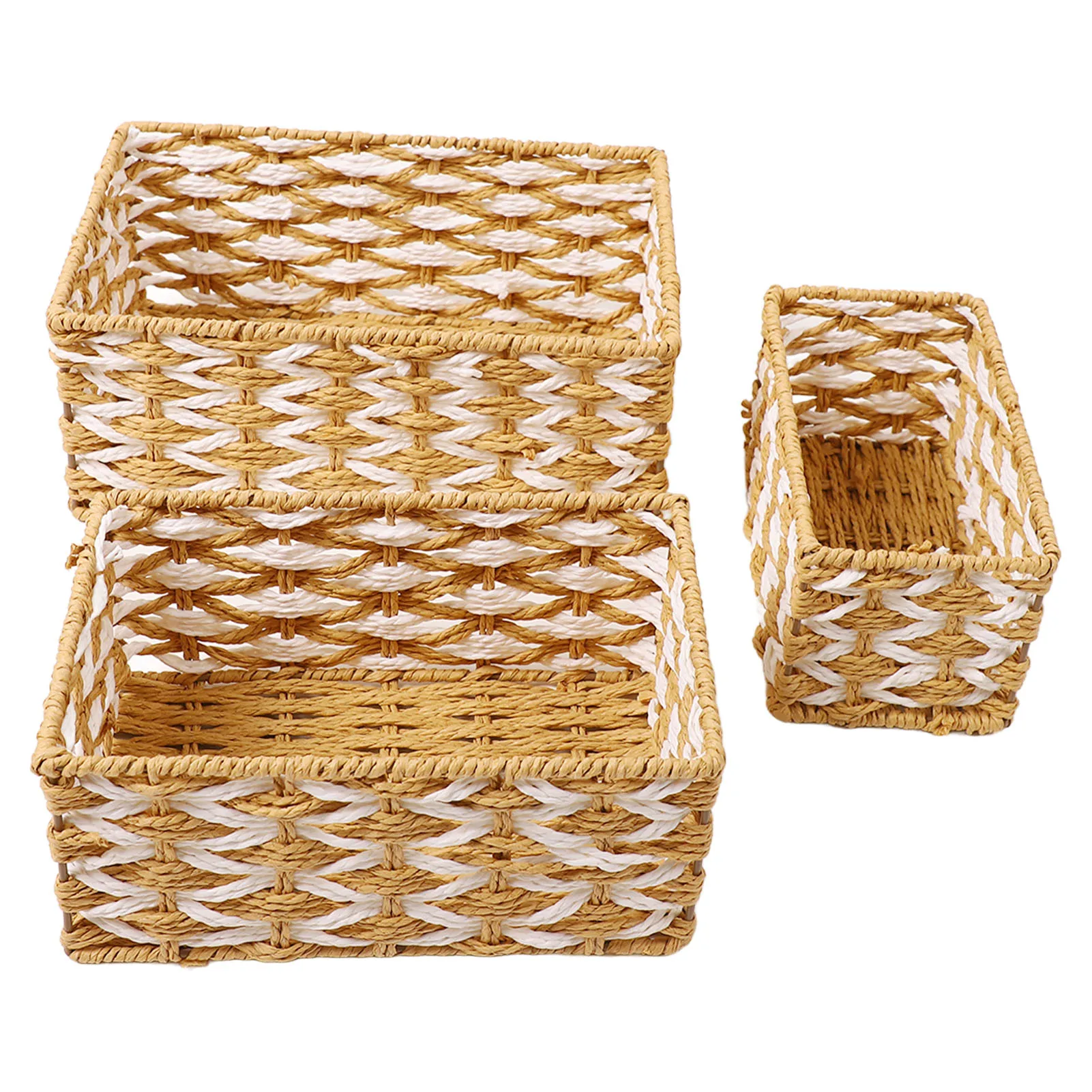 

Hand Woven Storage Baskets Storage Baskets Set Environmentally Friendly Multipurpose Simple Wear Resistant for Livingroom