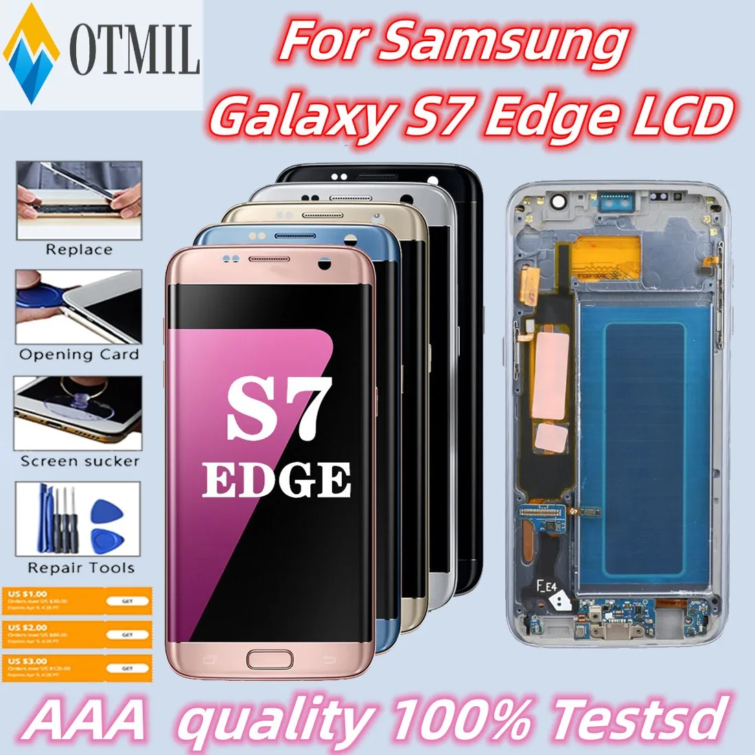 5.5 ''amolowany ekran dla SAMSUNG Galaxy S7 edge wyświetlacz LCD G935F