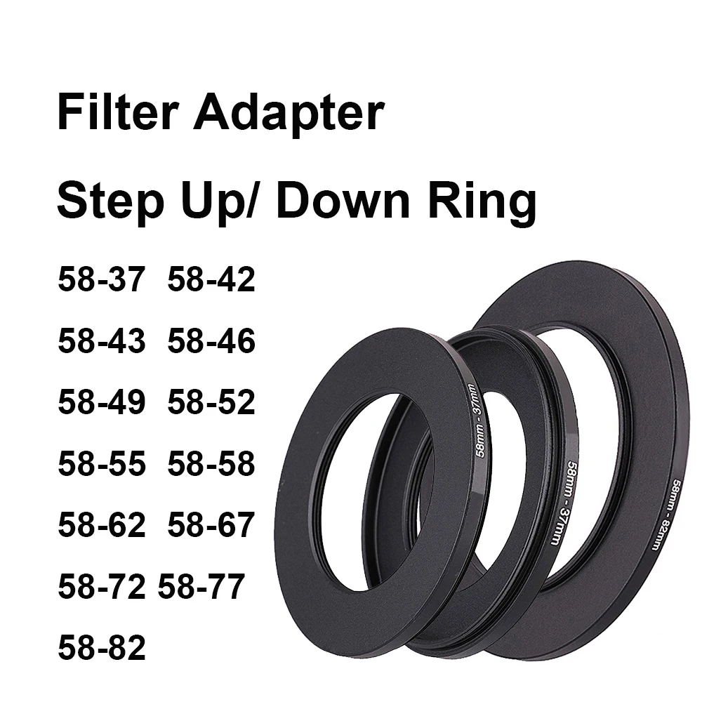 Adattatore filtro step-down ad anello da 67-58 mm (2 pezzi), per tutte le marche di filtri UV/ND/CPL, adattatore filtro ad anello metallico per anelli step-down (67-58 mm