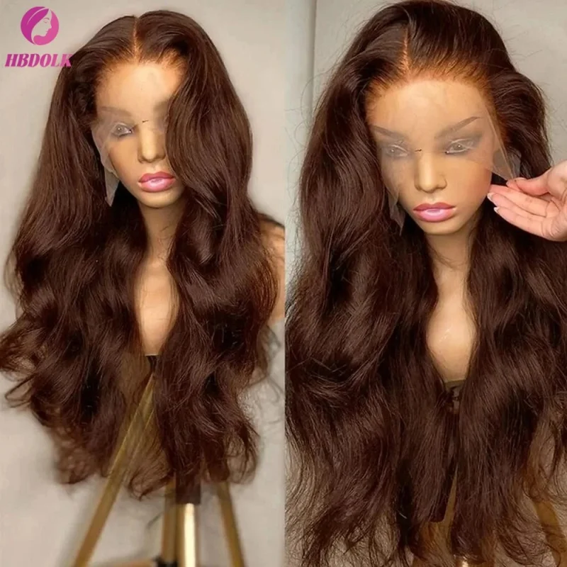 Body Wave #4 Chocolate Brown 13x4 HD Lace Full Frontal Wig Lace Front Colored 34 Inch Human Hair Wigs For Black Women 1