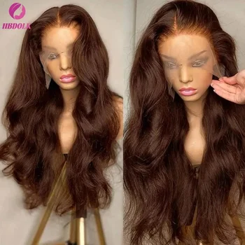 Body Wave #4 Chocolate Brown 13x4 HD Lace Full Frontal Wig Lace Front Colored 34 Inch Human Hair Wigs For Black Women 1