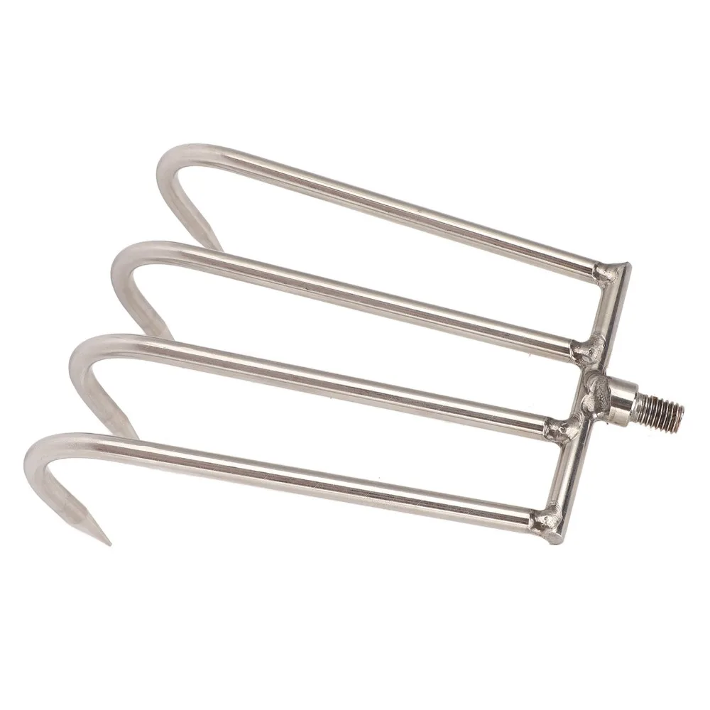 Edelstahl-Fischereirechen mit 8mm Gewindeanschluss, Hochleistungs-Wasserpflanzenrechen, Silber, 4 Zähne, für Aquatische Pflanzen und Fischerei – Detail 9