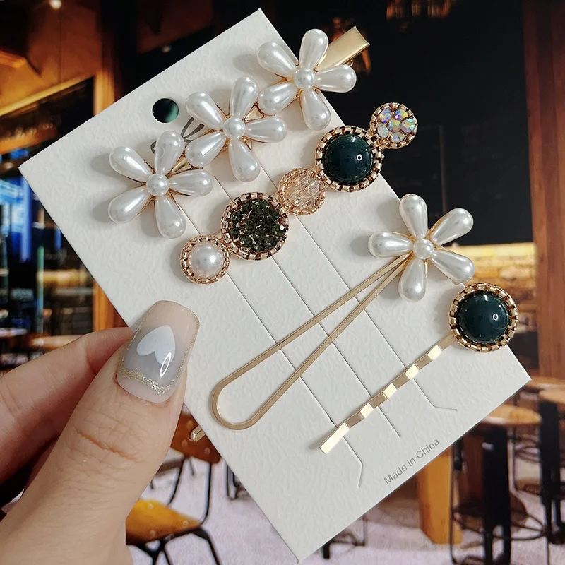 1 Set Mode Perle Acryl Haars pangen für Frauen Mädchen geometrische Haars pangen Haarnadeln Haargriffe Kopf bedeckung Haarschmuck – Detail 5