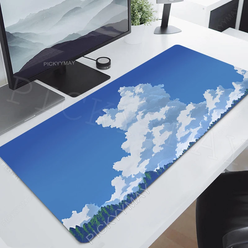 Gamer de Borracha Natural Mousepad Mouse Pad Sky Clouds Tapete de Rato Grande Anime Deskpad para Laptop pc Desk Mats Art Mousepad 100x50cm - Imagem 6