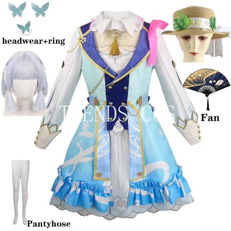 

Kamisato Ayaka Cosplay Costume Big Size Ayaka New Outfit Springbloom Missive Dress Hat Wig Fan Comic Con