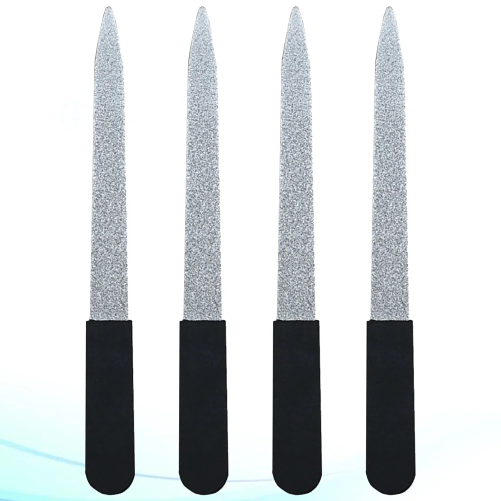 

4pcs Durable Nail Polishing File Silicone Handle Nail Polisher Stainless Steel Nail Buffers Sanding Manicure Tools Supplies
