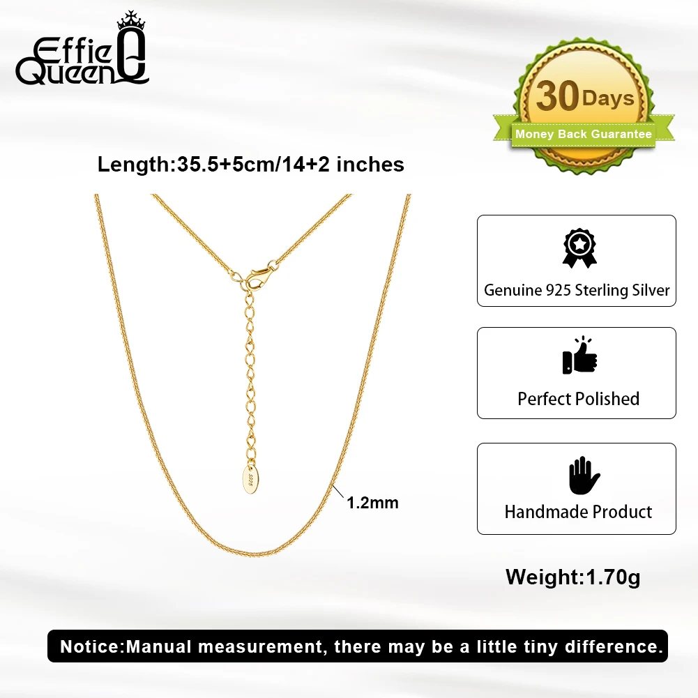 Effie Queen 925 Sterling Silver Chopin, Paperclip, Bamboo Link Chain Choker For Men Unisex Design Collares Basic Necklace SC82 6