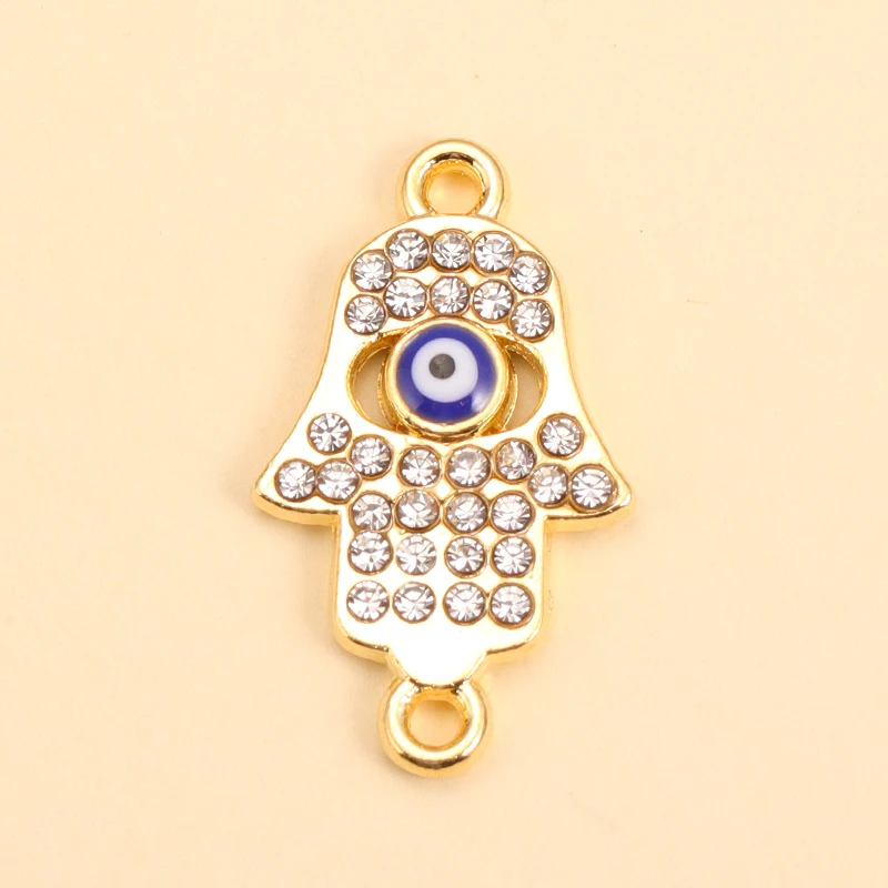 10 Stücke Mix Kristall Türkische Blaue Bösen blick Charms Vergoldet Zirkon Anhänger Stecker Für Halskette Armband DIY Schmuck Accessori – Detail 10