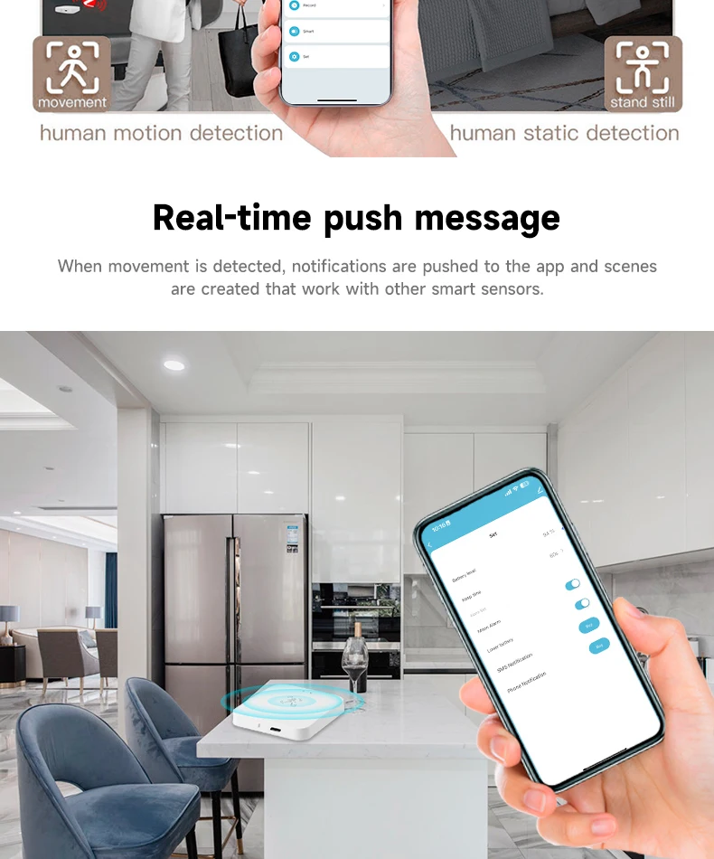 Zigbee WiFi Human Presence Sensor - Smart Home Radar Detector with APP Control