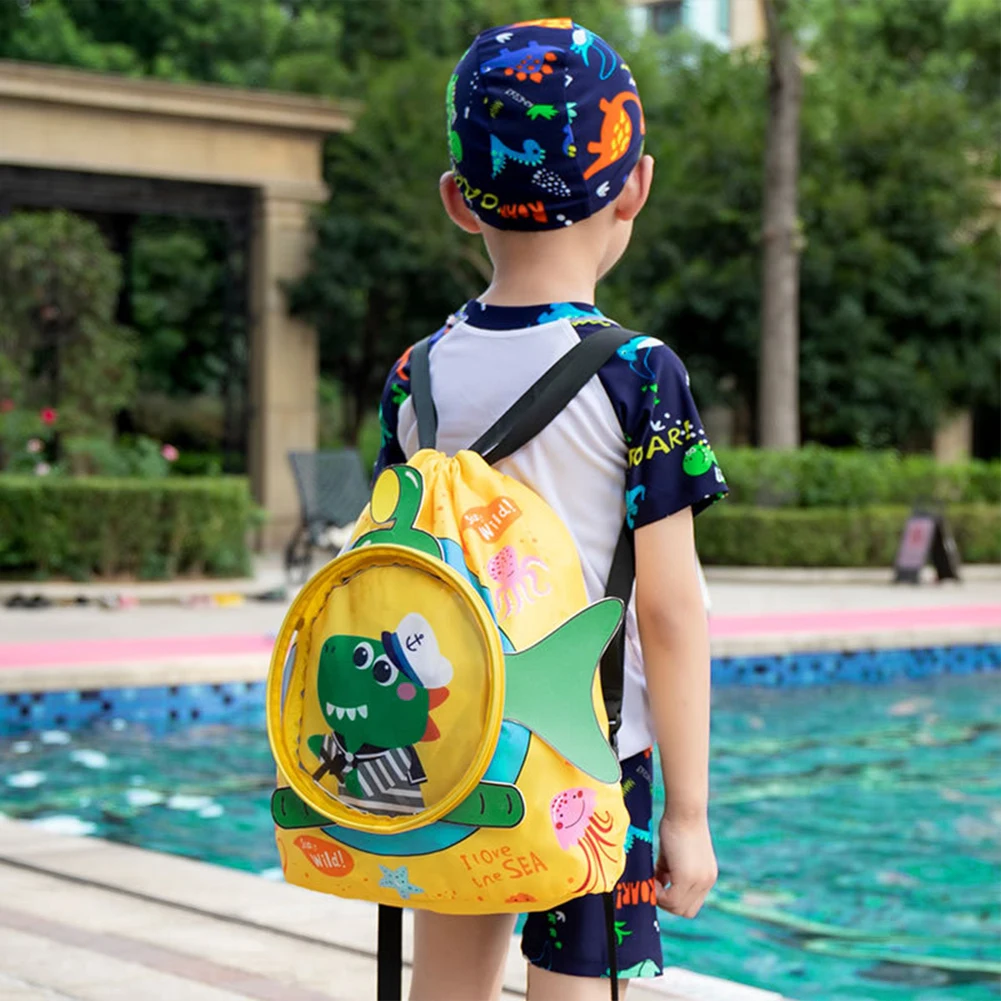 Dry Wet Separated Kids Swim Backpack Swiming Storage Bag Pool Drawstring Sport Gym Bag Travel Knapsack with Shoe Compartments