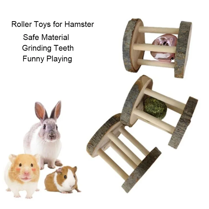 Hamster Toys Wooden Wood Molar Chew Toy Barbell Grass Ball Toy for Small Animals Toys Speelgoed Swing