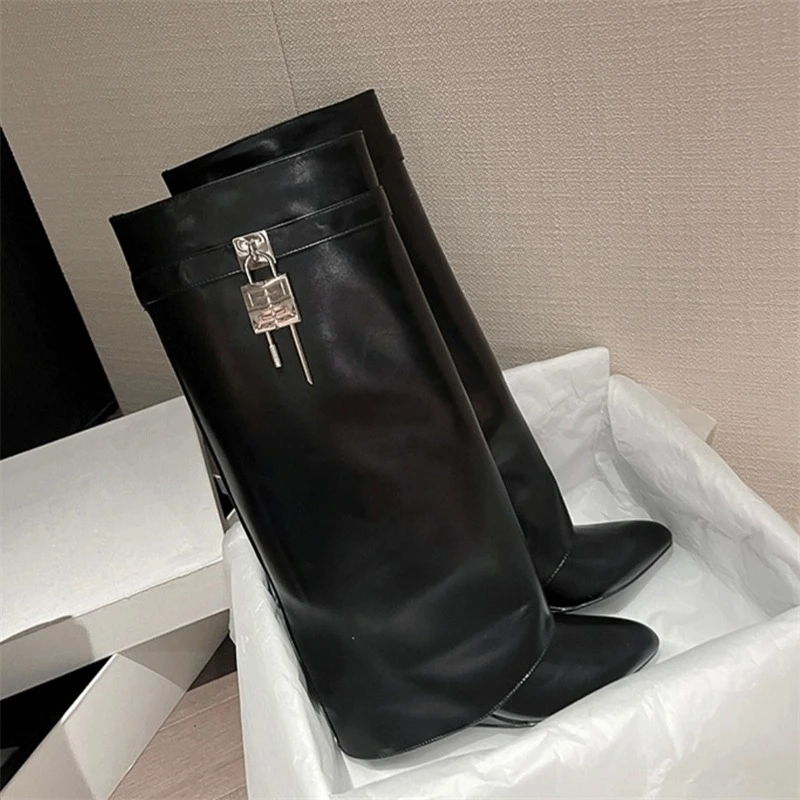 Sexy Pointed Ladies Chelsea Boots Fashion Pu Waterproof Motorcycle Boots Autumn Party Dress Luxury Women's High Heels Selling
