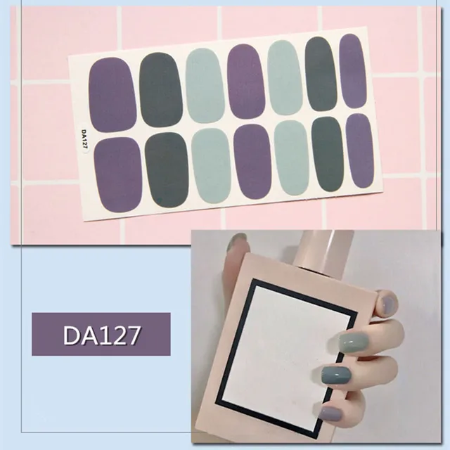 14tips/sheet Nail Wraps Polish Decals Strips Golden Glitter 3D Adhesive Full Nail Art Stickers Manicure Kits Drop Shipping DA127