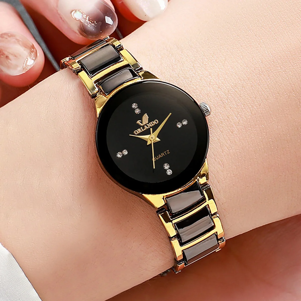 2pcs-Couple's Watches Fashion Stainless Steel Band Men Women Analog Quartz Watches Set