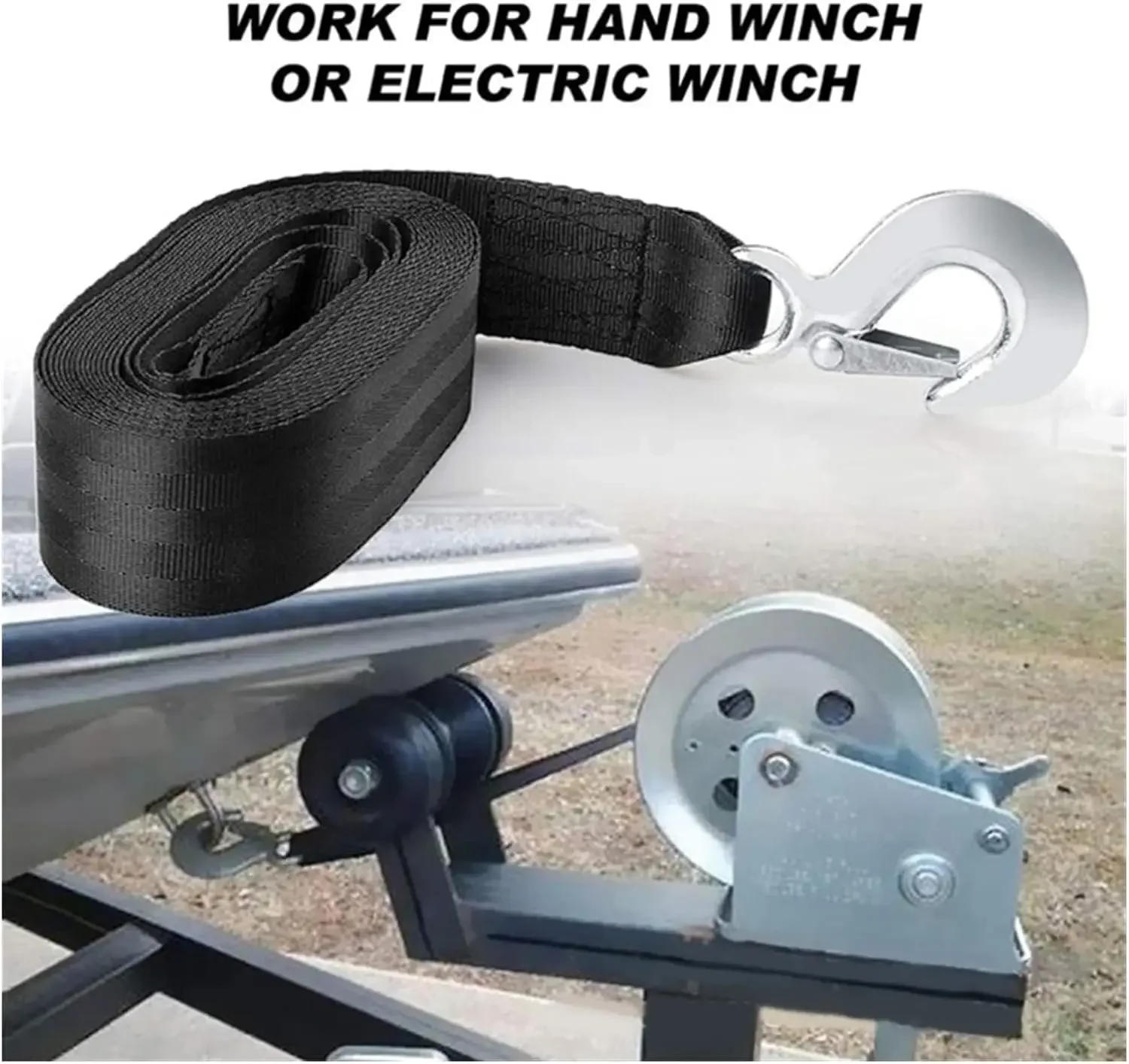 Tie Down Straps 2 tons Car Towing Rope Strape Cable With U Hooks Shackle High Strength Nylon With Reflective Light For Car Truck Trailer SUV, tie down straps