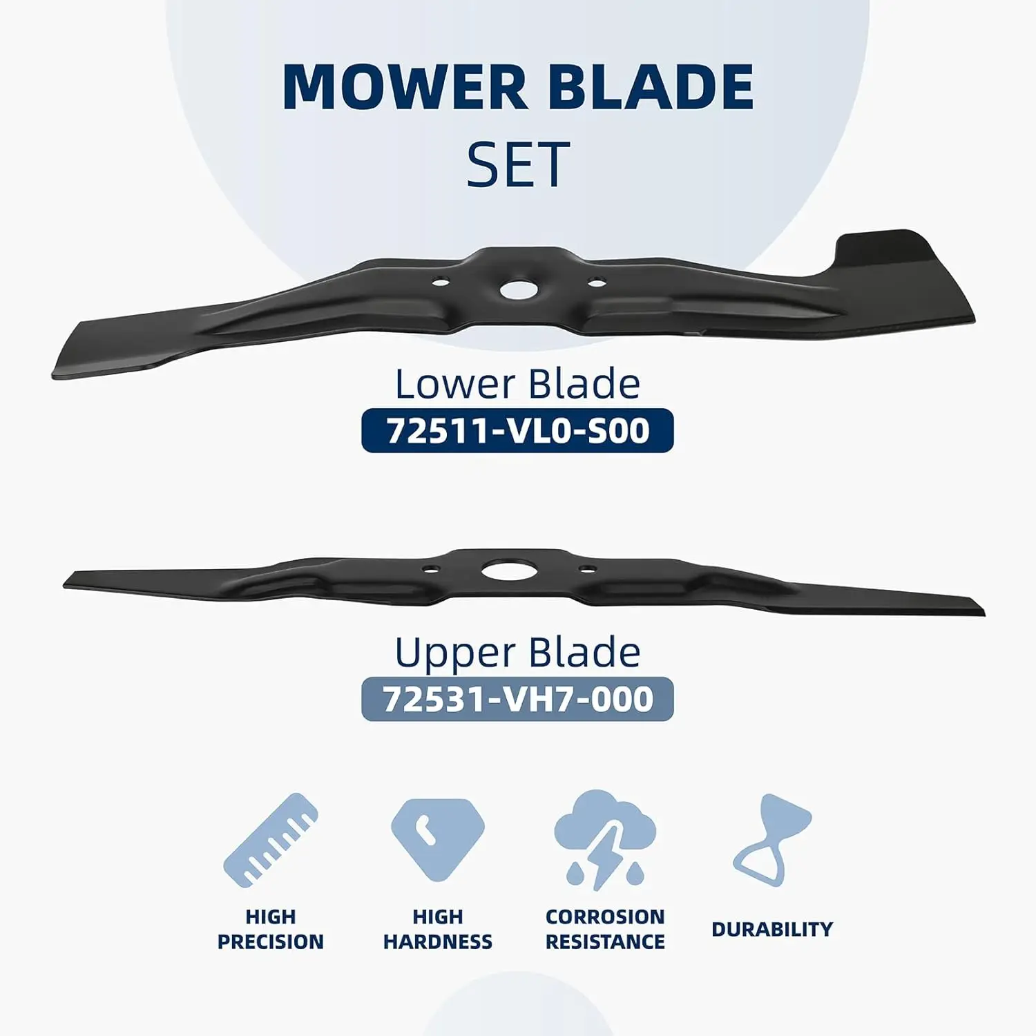72511-VL0-S00 & 72531-VH7-000 Mower Blade Set Compatiable with Honda HRR216 K9 PKAA VKAA VLAA VYAA K10 K11 Rotary Mower