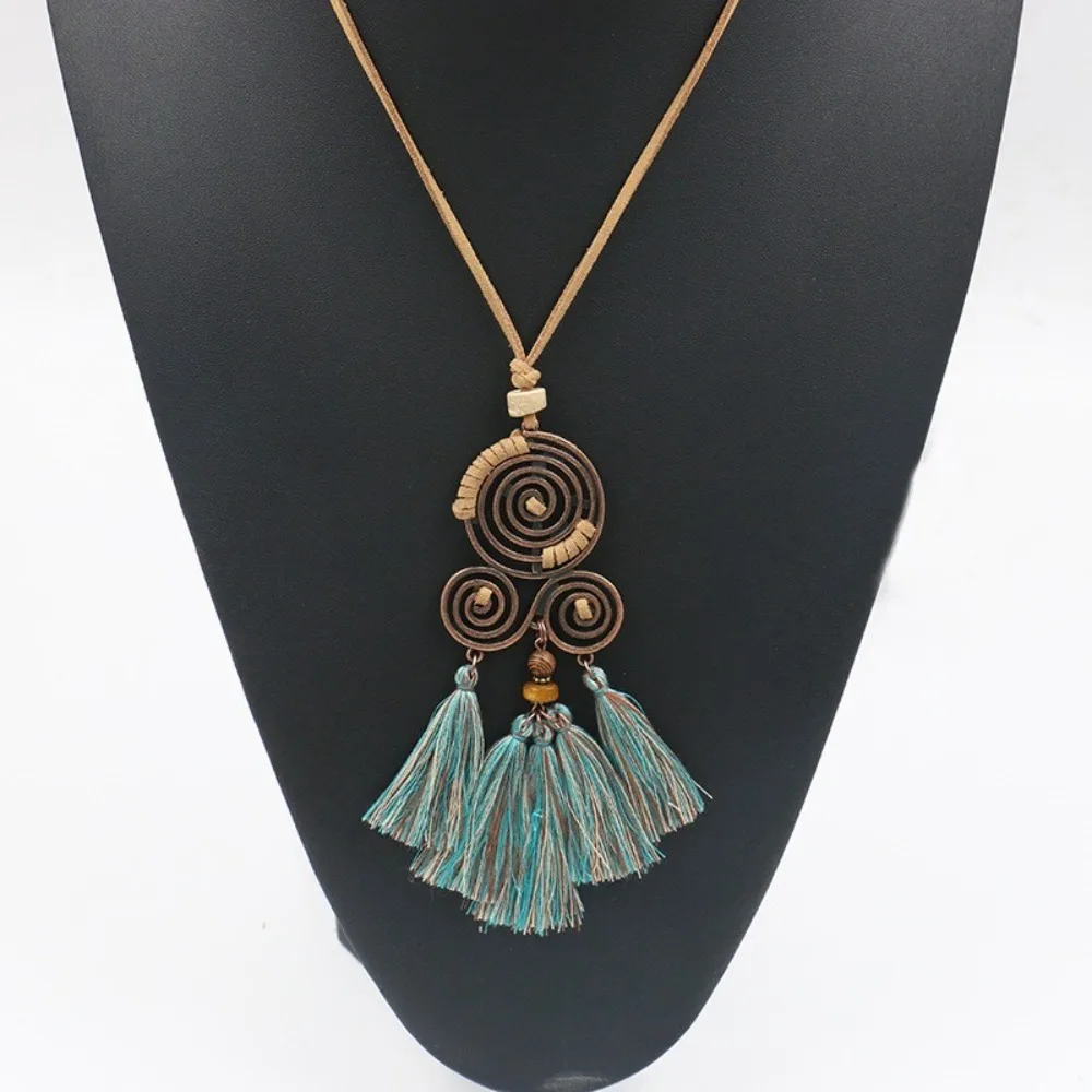 Bohemian Necklace Long Necklace Ethnic Style Necklace Pendant Tassels Necklace Travel Beach Necklace Retro Collar Decor Jewelry - 5