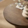 Round Wood Coffee Table for Living Room Modern Circle Coffee Table Pedestal Center Table for Apartment, Easy Assembly Brown 4
