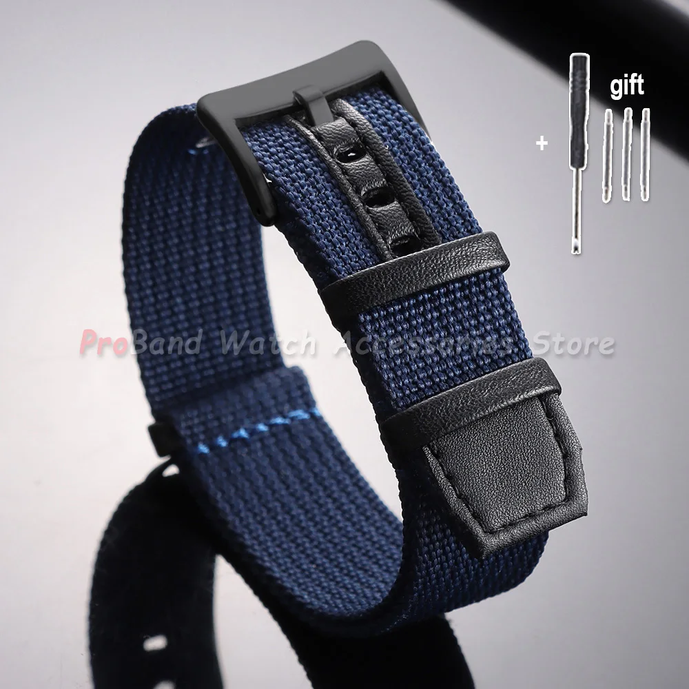 Multi-Color Nylon Leather Watch Band - Soft 20mm 22mm Strap for Sports and Everyday Wear