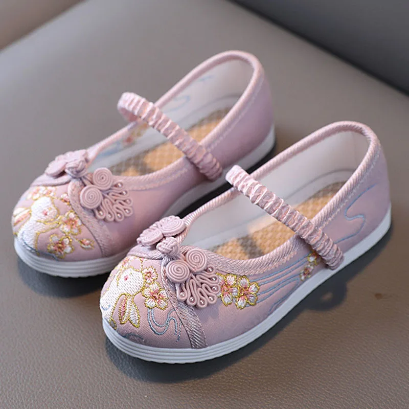 New Girls Flats Shoes Embroidery Cloth Kids Shoes For Girl Baby Girl Loafers Chinese Style Festival Party Princess Shoes CSH1436