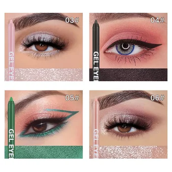 Heallor 12 Color Matte Eyeliner Gel Pencil Soft Easy to Wear Colorful White Yellow Blue Pink Pearl Gloss Eye Liner Pen Cream Mak - Thumbnail 4