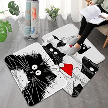 

Black and white cat Kitchen Entrance Door Mat 40*60cm Hallway Bedroom Living Room Carpet Colorful Indoor Floor Mat Anti-Slip Rug
