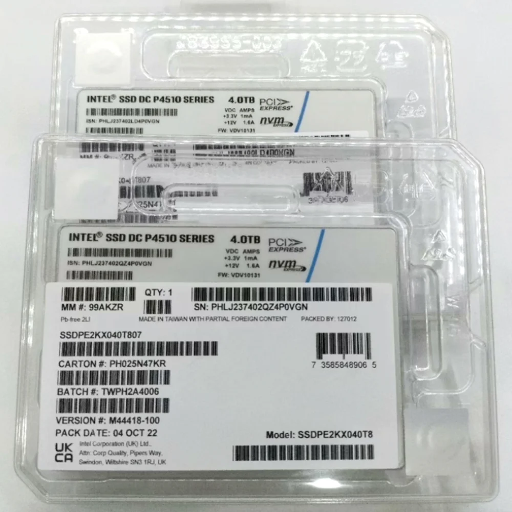 Original P4510 Series 1T 2T 4TB 8TB U.2 2.5" Enterprise Solid State Drive PCI Express 3.0 X4 U2 NVME SSD for Intel