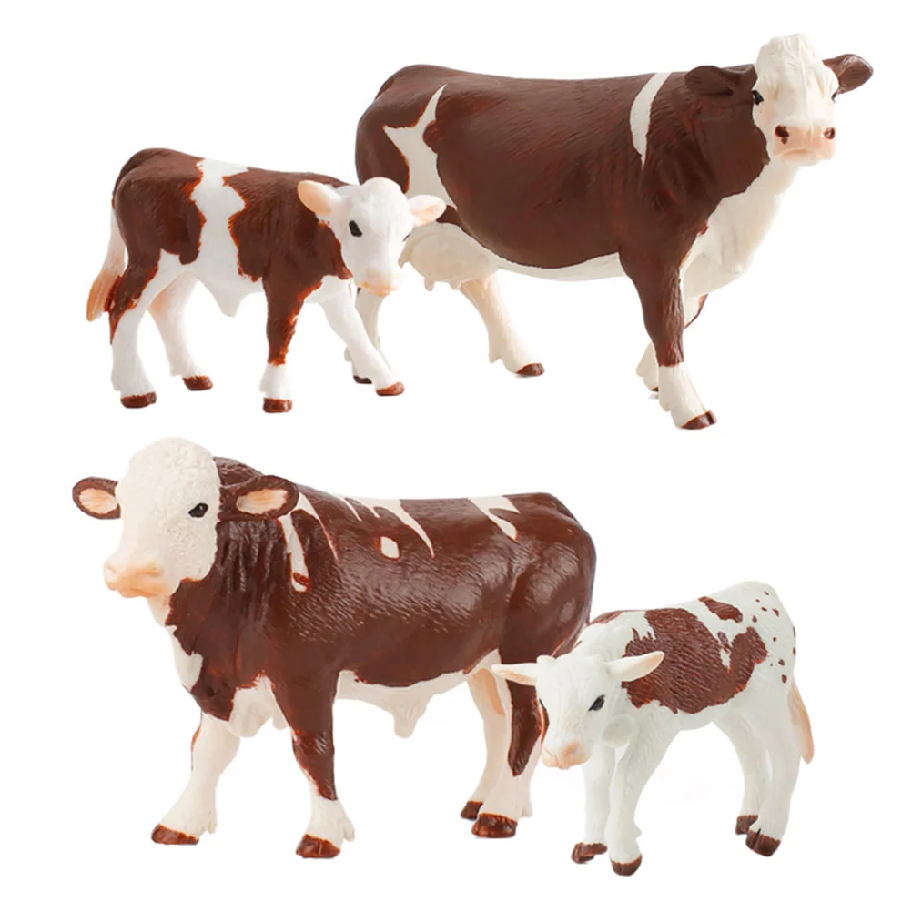 

4 PCS Macular Cow Model Suit Ornaments Children Toy Education Plaything Pvc Simulation Farm Animals