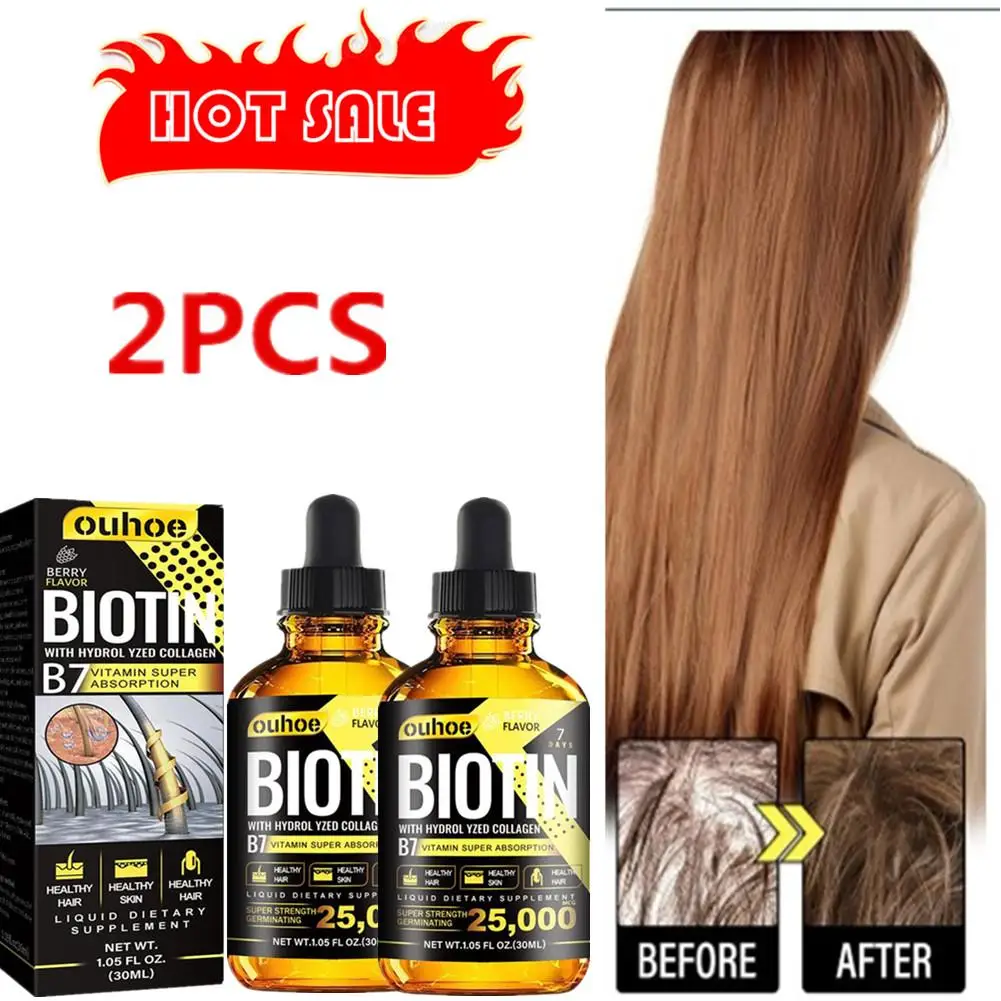 

2PCS Biotin Fast Oil Hair Regrowth Serum Hair Thinning Treatment Liquid Anti-hair Loss For Women Men