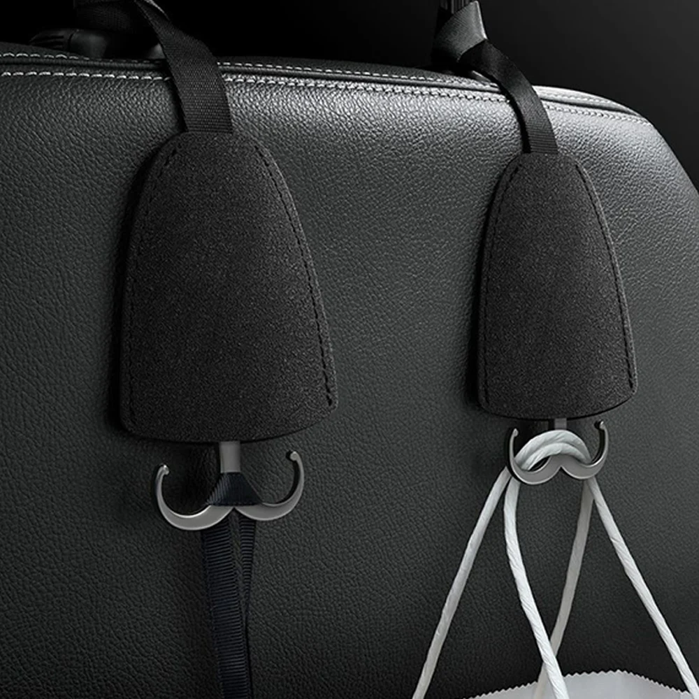 

Car Seat Headrest Hooks Suede Hidden Back Hanger Storage Holder Organizer Rear Rack For Purses Bags Interior Accessories