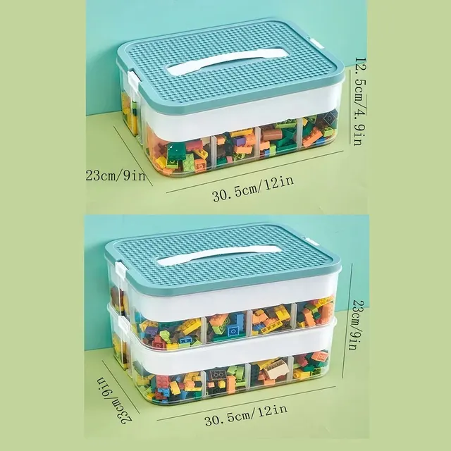 Kids Building Blocks Storage Box Stackable Storage Case Adjustable Sundries Container Cosmetic Box with Handle Toys Organizer 5