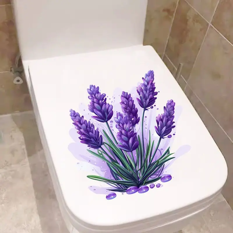 Vinyl Stickers Toilet Stickers Toilet Wall Stickers Kitten Wall Stickers Purple Lavender Wall Sticker Bathroom Toilet Decor Decals