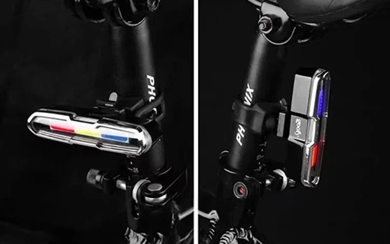 Bike Rear Tail Light 560 MAh Bicycle Lights Memory Mode Rainbow LED Warning Rech